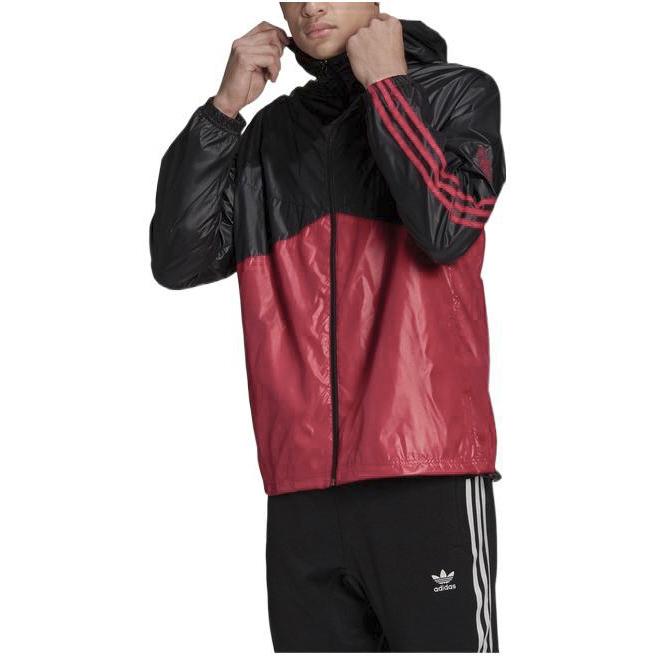 Adidas Originals Trefoil Colorblock Hoodie Jacket Men Outerwear Victory-Red H13910