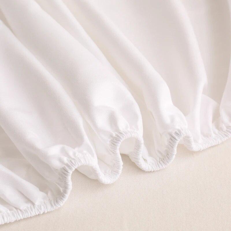 Skin Friendly Cotton Fitted Cover Sheet With Elastic Bands Mattress Cover Solid Color Fitted Sheet King Size Bed Sheet