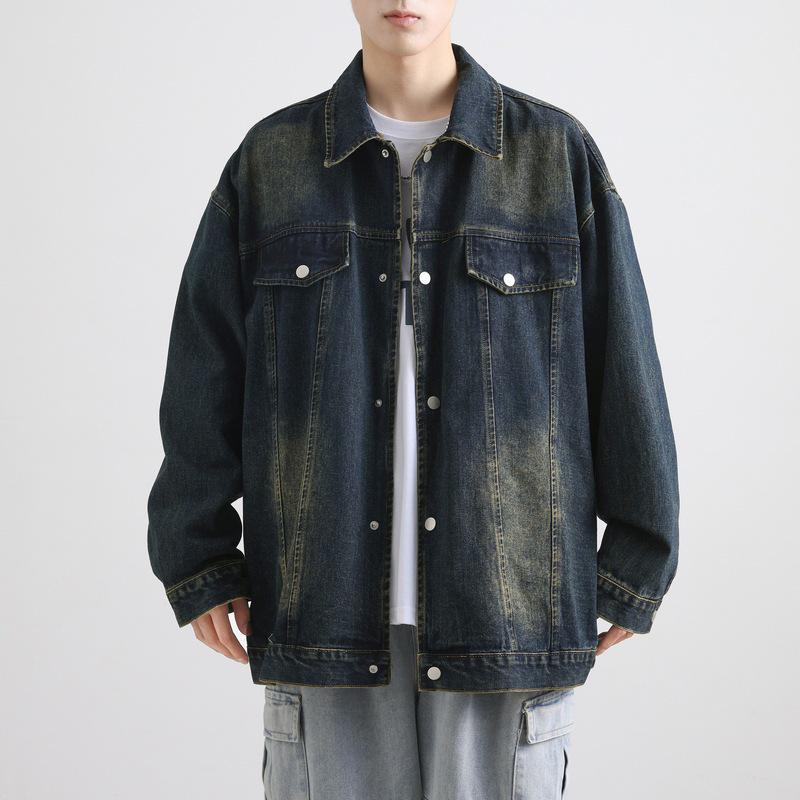 Autumn/Winter Retro American Lapel Denim Jacket - Loose Fit, High-End Workwear Style