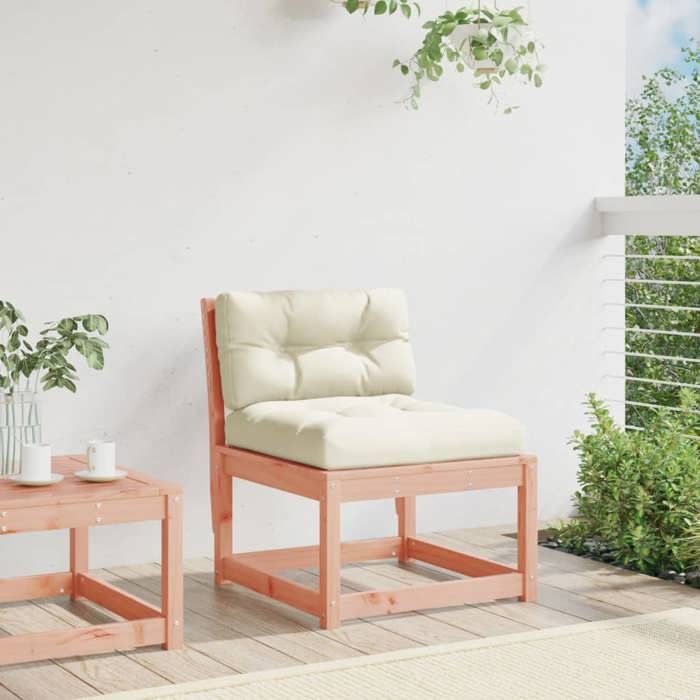 VidaXL Canapé de Jardin sans Accoudoirs avec Coussins, Siège de Terrasse avec Dossier, Chaise Modulaire de Patio Salon, Bois 844692