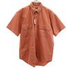 Linen Blend Old Short Sleeve Button Down Shirt M Terracotta Men's Used