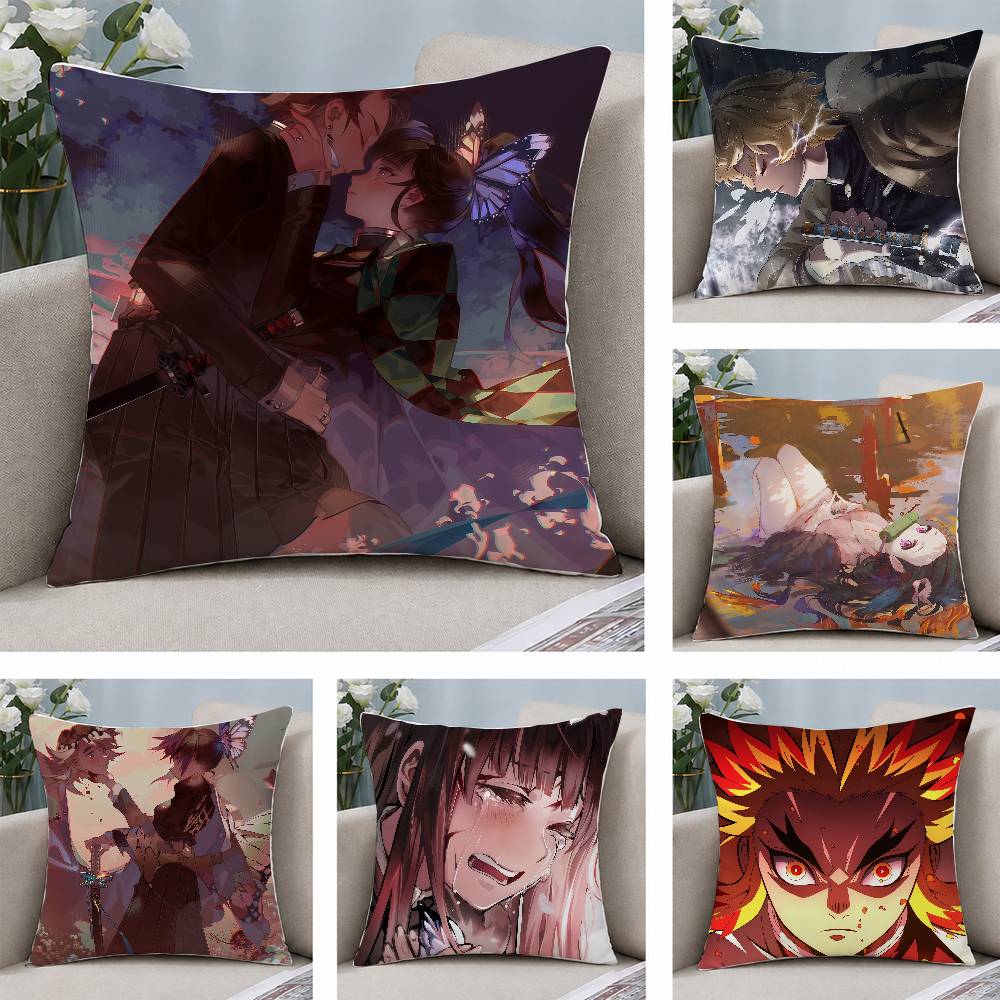 Demon Slayer Rui Spider Demon Anime Plush Pillow Cover Soft Short Plush Cushion Cover For Sofa Bedroom Home Decor Gift