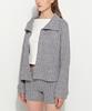 Brighten High-Neck Knit Cardigan Gray