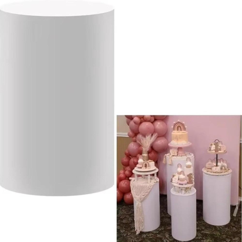 Polyester Desserts Tablecloth Reusable Party Wedding Decor DIY Cylinder Cover Cake Column Backdrop
