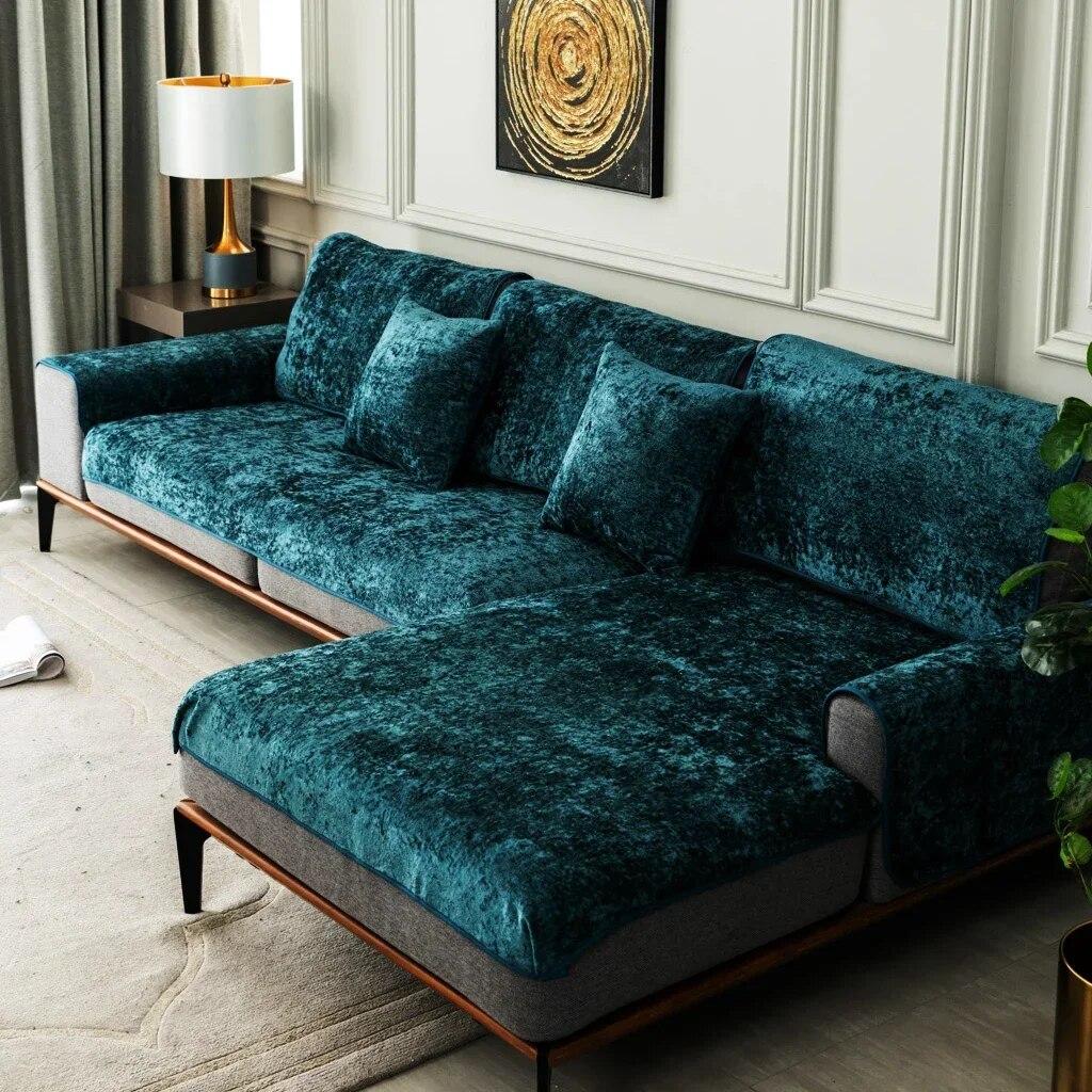 Winter Plush White Sofa Cover Four Seasons Velvet Nordic Non Slip Sofa Cushion Simple Modern Suede Sofa Cover for Living Room