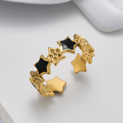 Anello Stella con Goccia d'Olio di Alta Gamma: Gioielli da Donna Regolabili in Acciaio Inossidabile