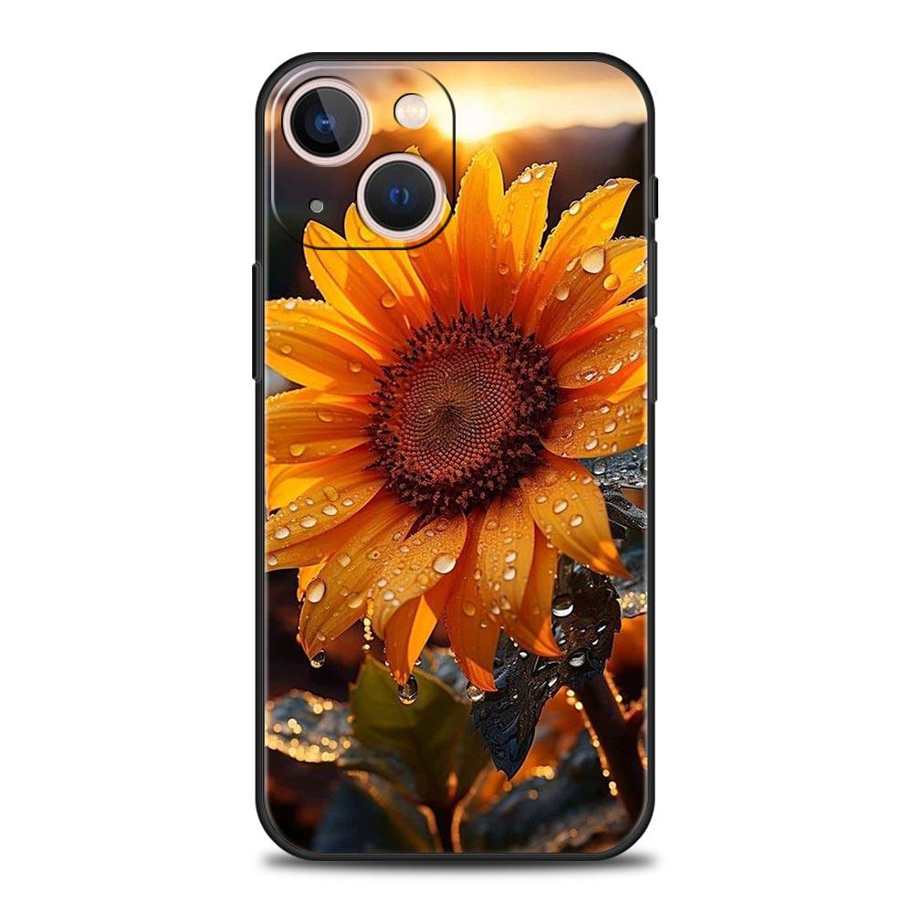 Beauty Flowers Leaves Luxury Phone Case For iPhone 13 15 14 12 Mini 11 Pro MAX XR X SE XS 7 8 Plus Silicone Protection Cover