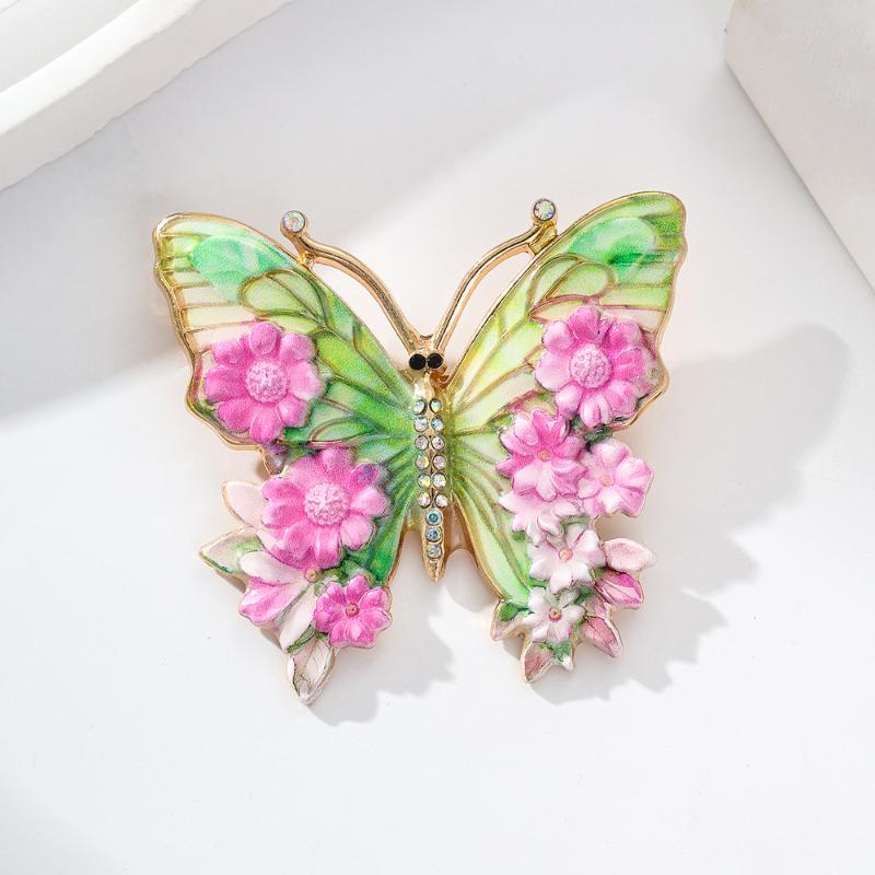 Vintage Big Flower Butterfly Brooches 5-Color Beautiful Insects Brooch For Women Fashion Colorful Animal Pins Jewelry Gifts