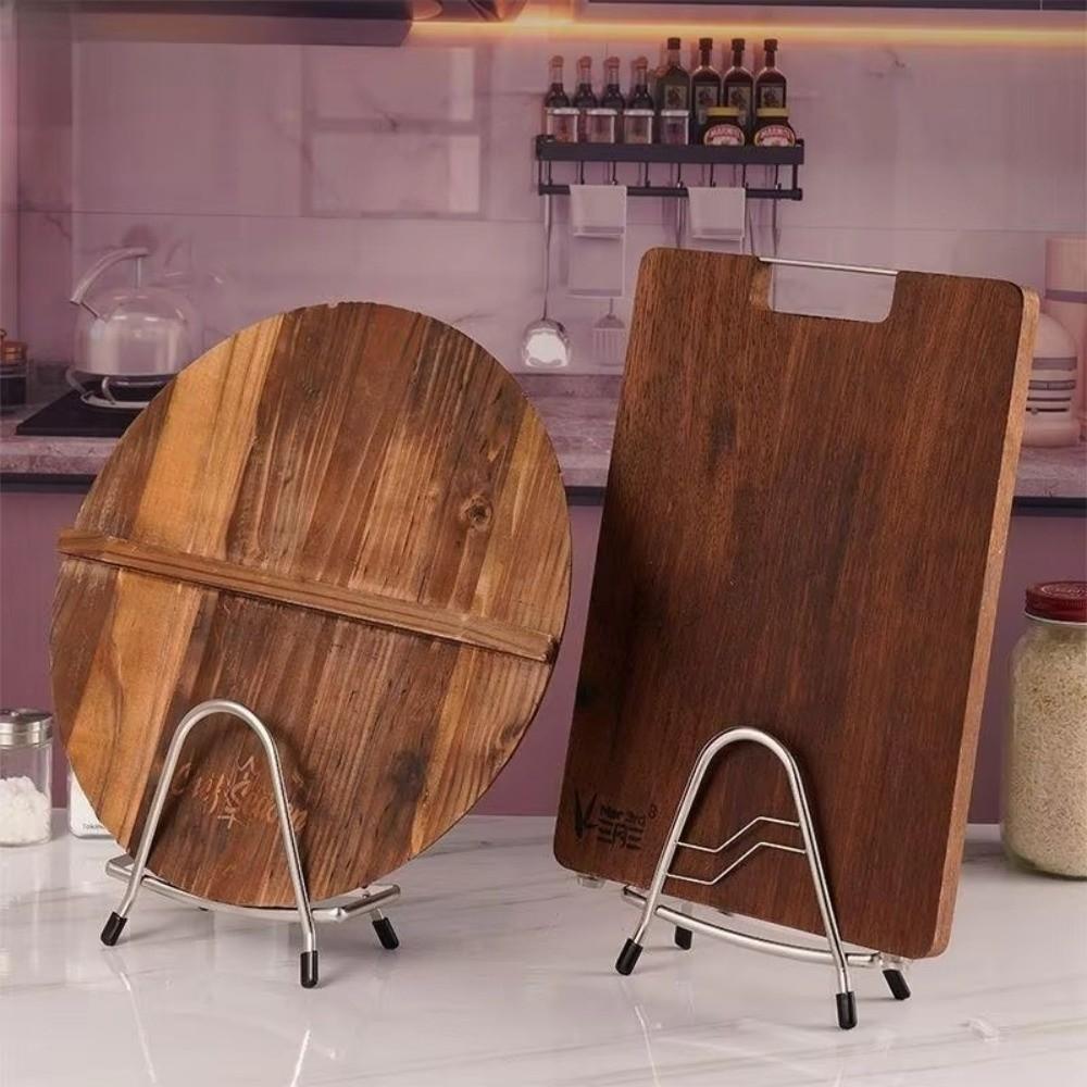 Multi-functional Pot Lid Holder Simple Style Stainless Steel Board Stand Integrated Structure Durable Countertop Organizer