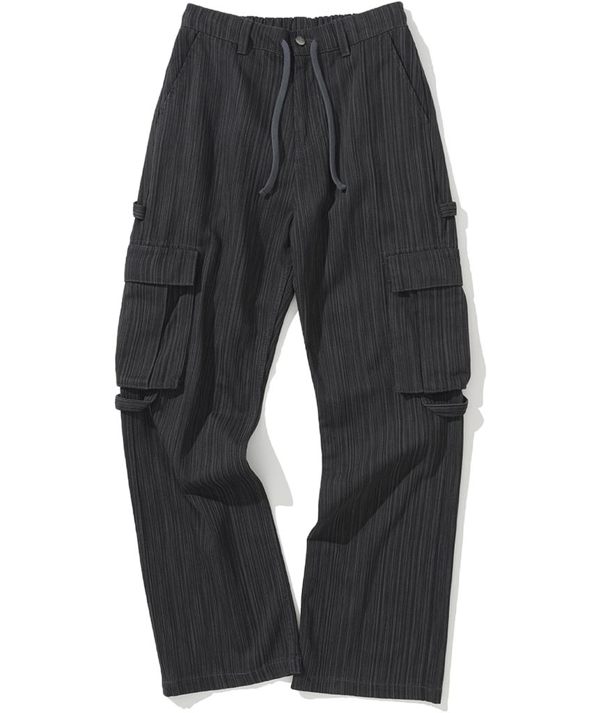 NOT4NERD Stripe Cargo Flare Fit Pants - Charcoal
