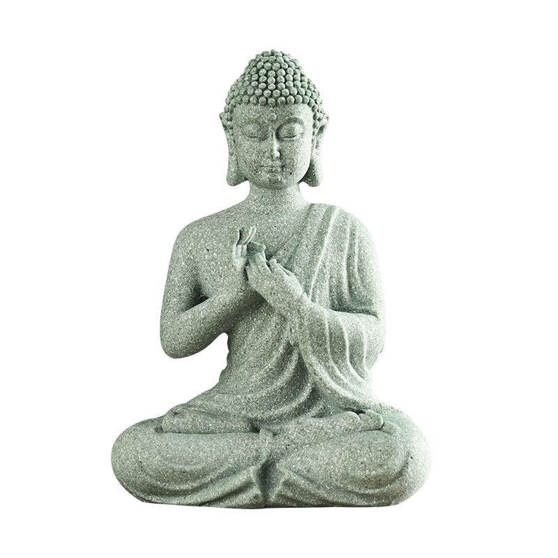 Green Sandstone Buddha Statue: Zen Decor for Home and Garden
