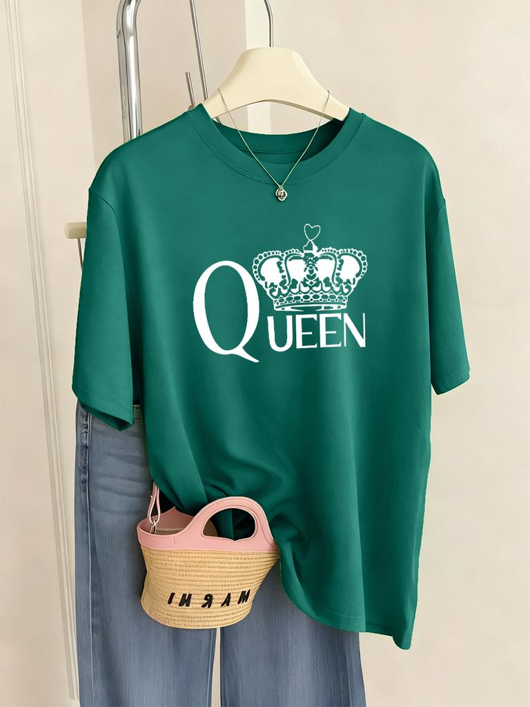 Queen Crown Graphic Printed TShirts Womens Basics ONeck T Shirts Comfortable Loose Short Sleeve Tops Summer Soft Woman Clothes