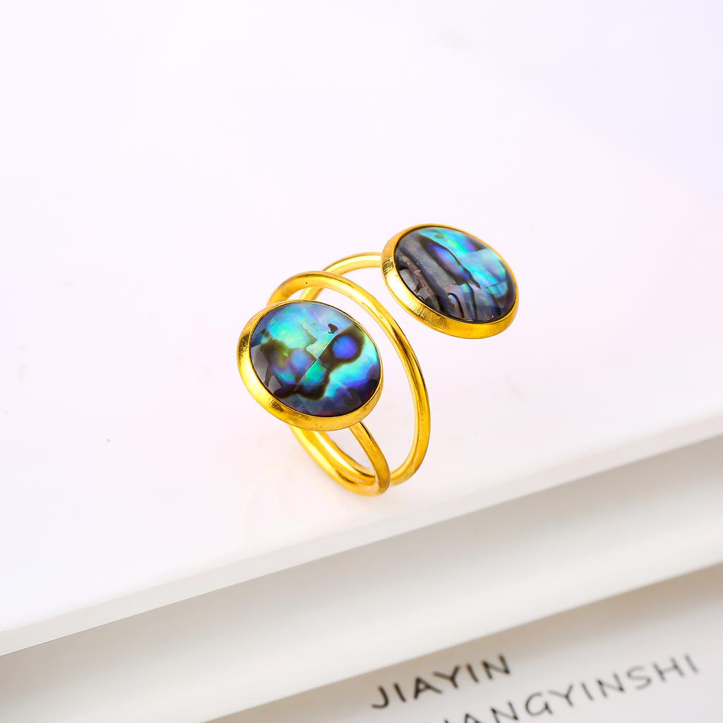 Hot-selling 1pc Natural Round Shell Open-Style Adjustable Ring Charming Fot Women Girls Daily Party Jewelry Unique Design
