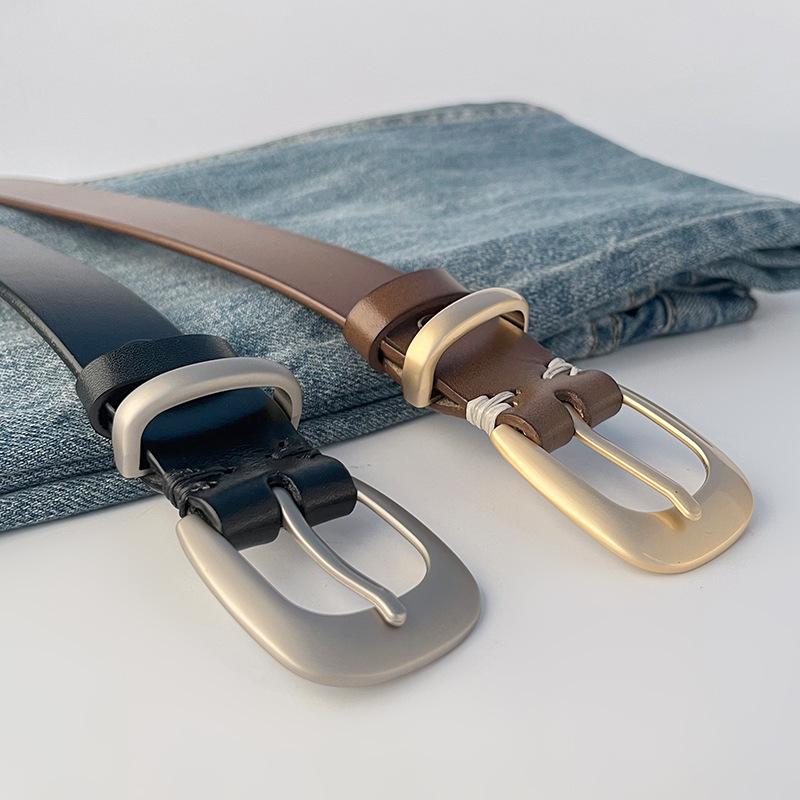 Retro High-end Vocal Leather Women's Belt Cowhide with Casual Pants Jeans Decorative Women's Belt