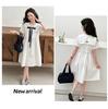Girls' Korean version college style summer dress, new summer children's stylish navy collar bow dress