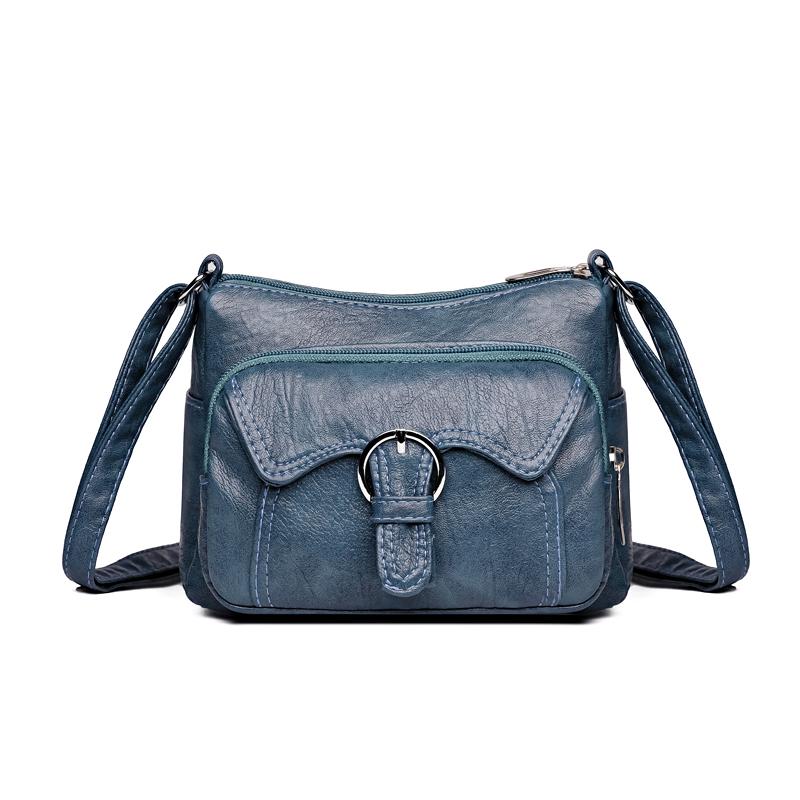 Women's Bag Soft Leather Middle-Aged Mother Bag Large Capacity Crossbody Bag Multi-Pocket Shoulder Bag