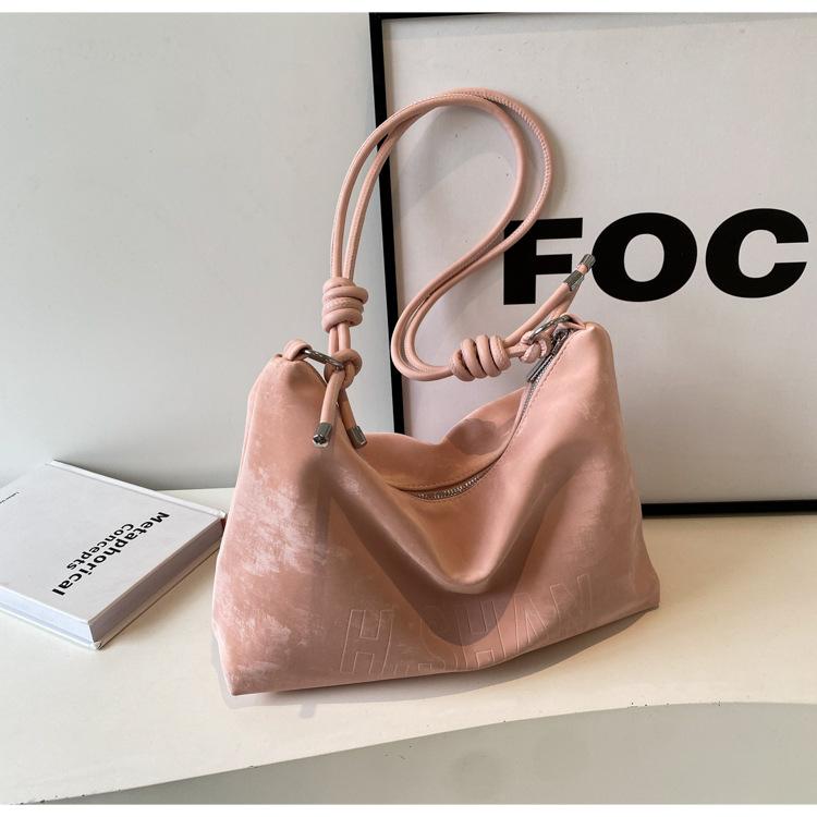 Trendy Pink Large-capacity Messenger Bag Women's 2025 New Spring Fashion Popular Tote Bag Casual Bucket Bag