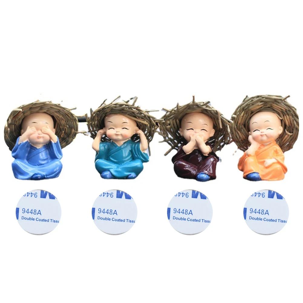 Car Buddhist Small Monk Statues Resin Buddha Figurine Sculpture Handmade Miniatures Room Crafts Gifts Home Office Decoration