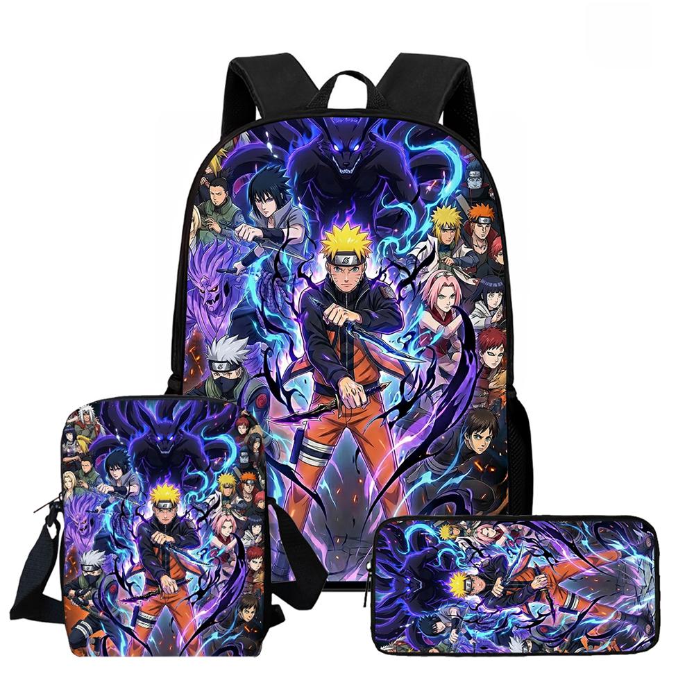 NARUTO Children School Daily Pack, 16 Inch Lightweight Animated Pupil Carrier, Dual Zip Pockets Durable For Boys Girls Age 6-10