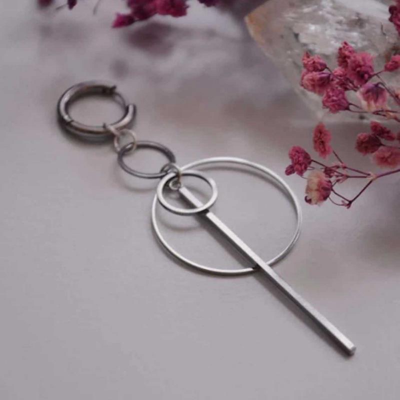 Gothic Punk Stainless Steel O-Ring Hoop Earrings - Bold Industrial Rock Style