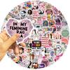 200 Pieces of Pink Sticker Decorative Phone Water Bottles for Female Feminist Groups with Waterproof Cartoon Designs