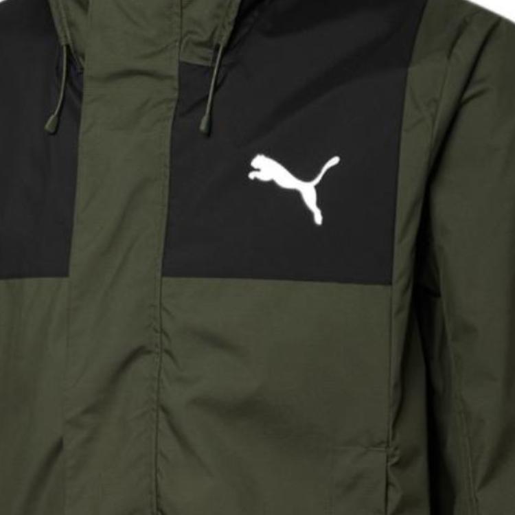 PUMA Unisex Outdoor Colorblock Logo Sports Hooded Jacket Olive Green 848287-02
