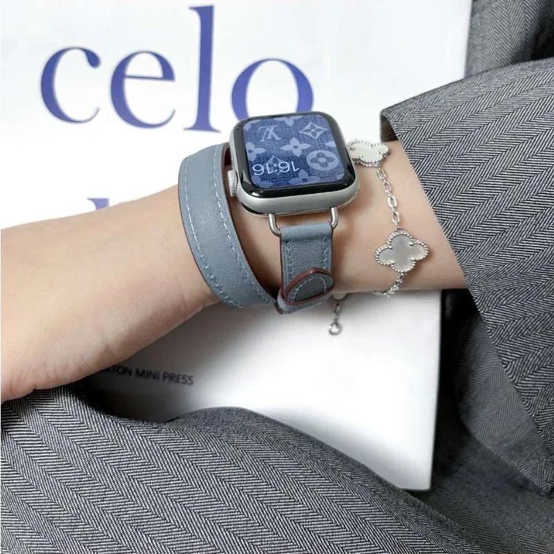 Leather Strap for Apple Watch Band 46/42mm 49mm 45mm 41mm 40mm 44mm Correa For IWatch Series 10 9 8 7 6 SE 5 4 Ultra 2 Bracelet