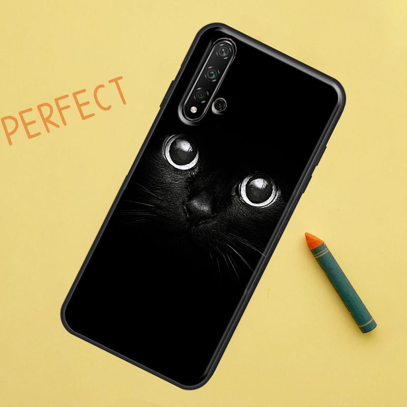 Black Cat Face Kitty For Huawei Nova 12s 11i 7i 8i 12i Y73 Y70 Y90 Y60 Y72 Y61 Y91 9 10 SE P40 Lite P30 Pro Case