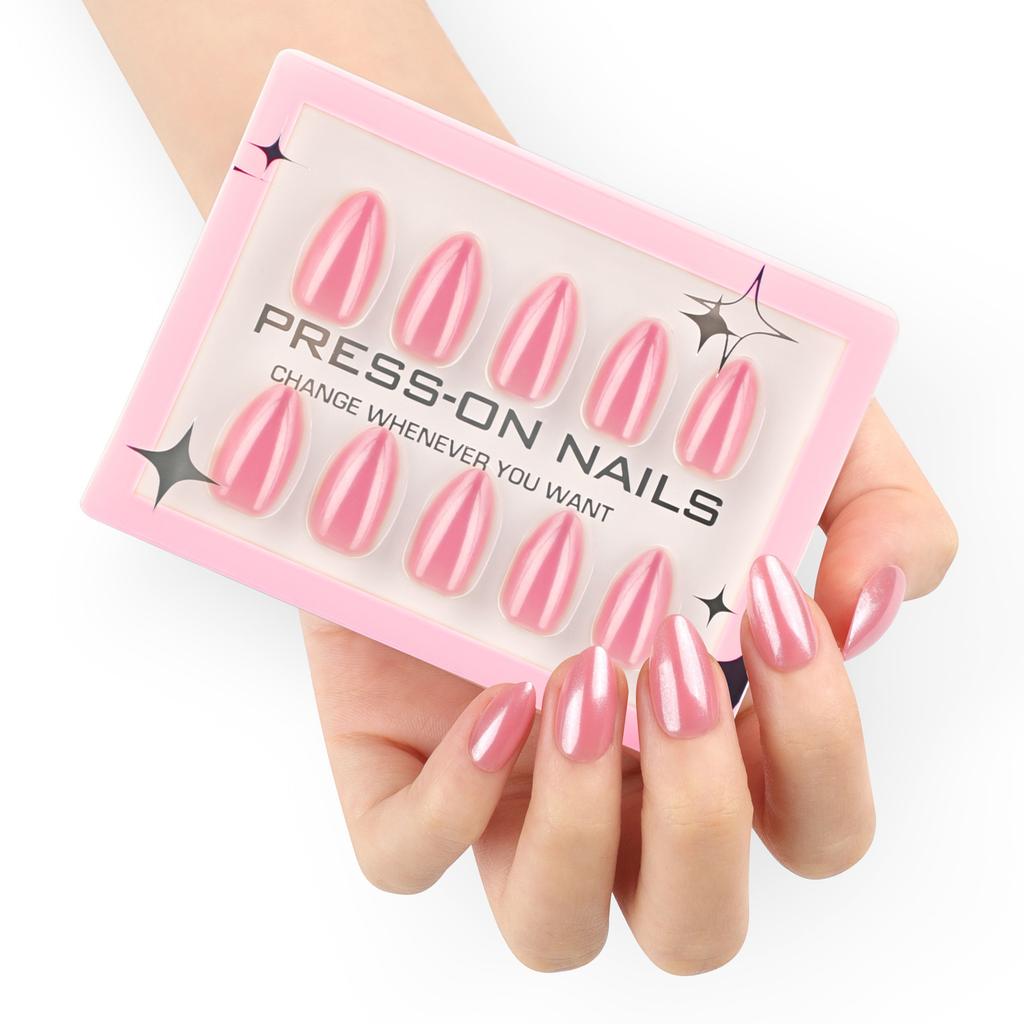 30 boxed high-end manicures, wearing nail magic mirror powder, wearing nail pads, short almond nail fake nails