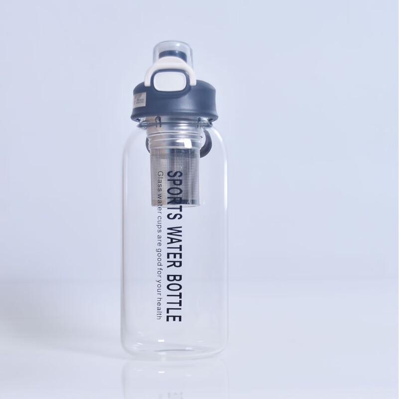 Shangqi Pop-Up Glass Water Bottle with Tea Infuser & Straw