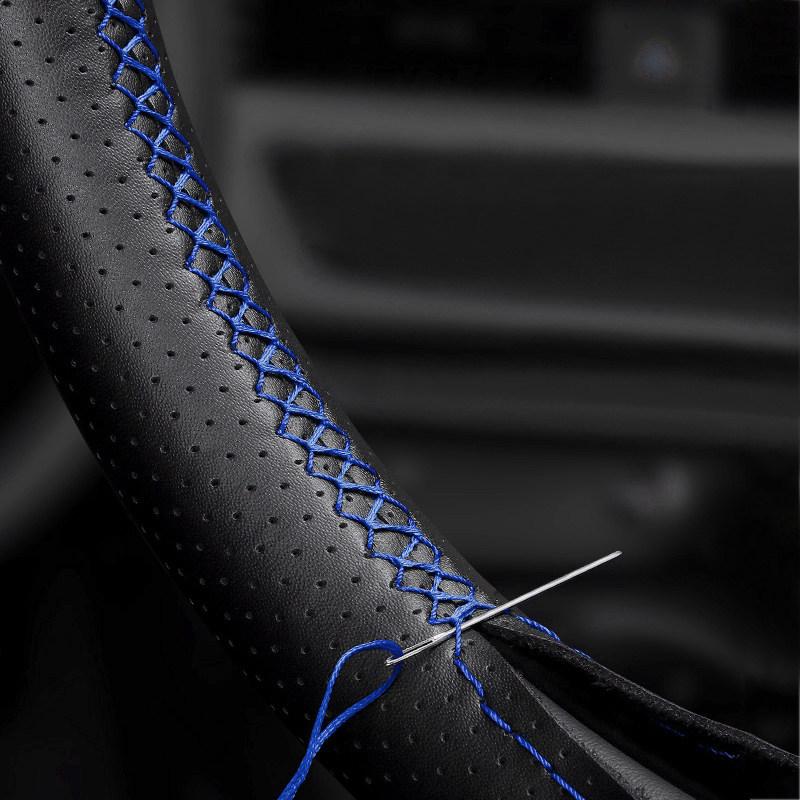 Black-blue line with blue strip Car Accessories Steering Wheel Microfiber Leather Cover Trim For Volvo S60 V60 XC60 XC90 S90 V90