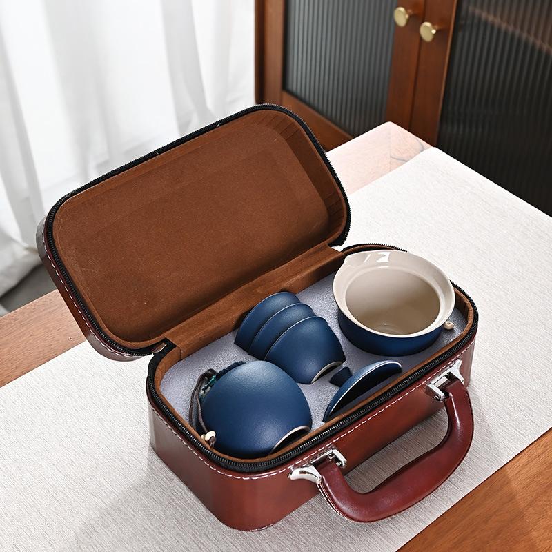 Business Gifts Travel Tea Set Kuaike Cup One Pot Three Cups Portable Cover Bowl Small Set Outdoor Kung Fu Tea Set