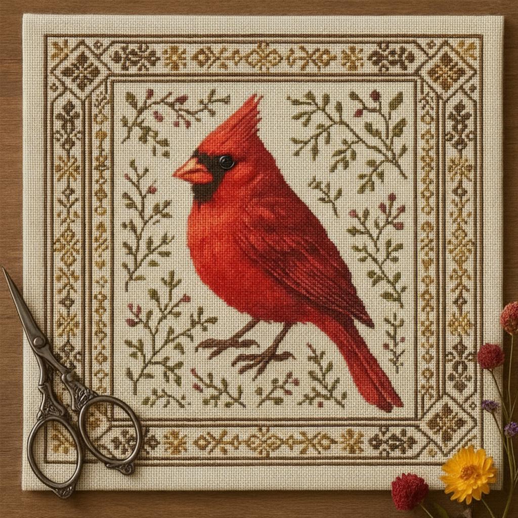 Stamped Cross Stitch Kits with Birds Patterns DIY Handmade Sewing Craft Needlepoint Kits DIY Embroidery Kit for Adults Beginners