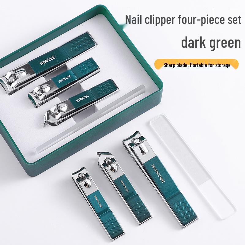 

Dark Green German Anti-Splash Manicure Nail Clipper Set - 4 Pieces