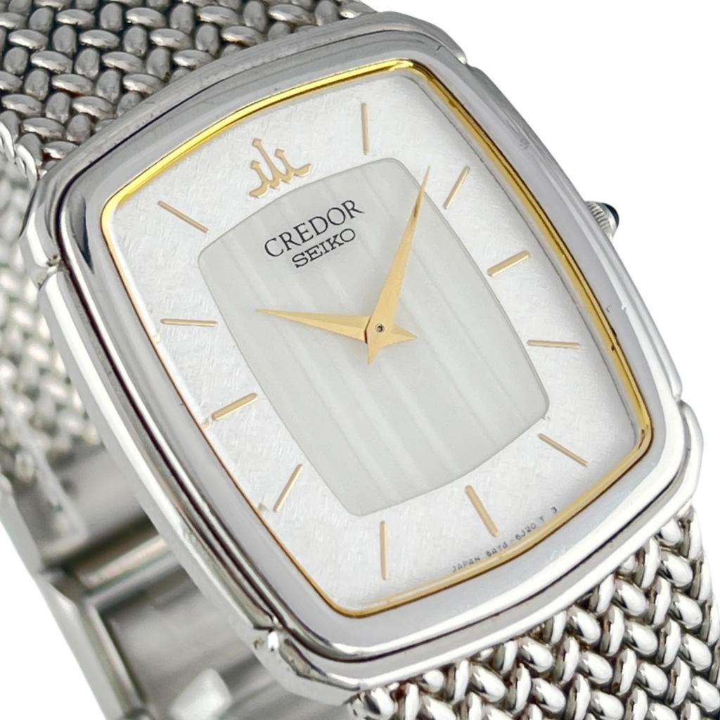 Seiko CREDOR Watches 5A74-3D20 WhiteDial Stainless Steel Quartz Analog Display Mens Used