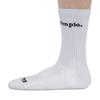 White lettering sports socks keep it simple.