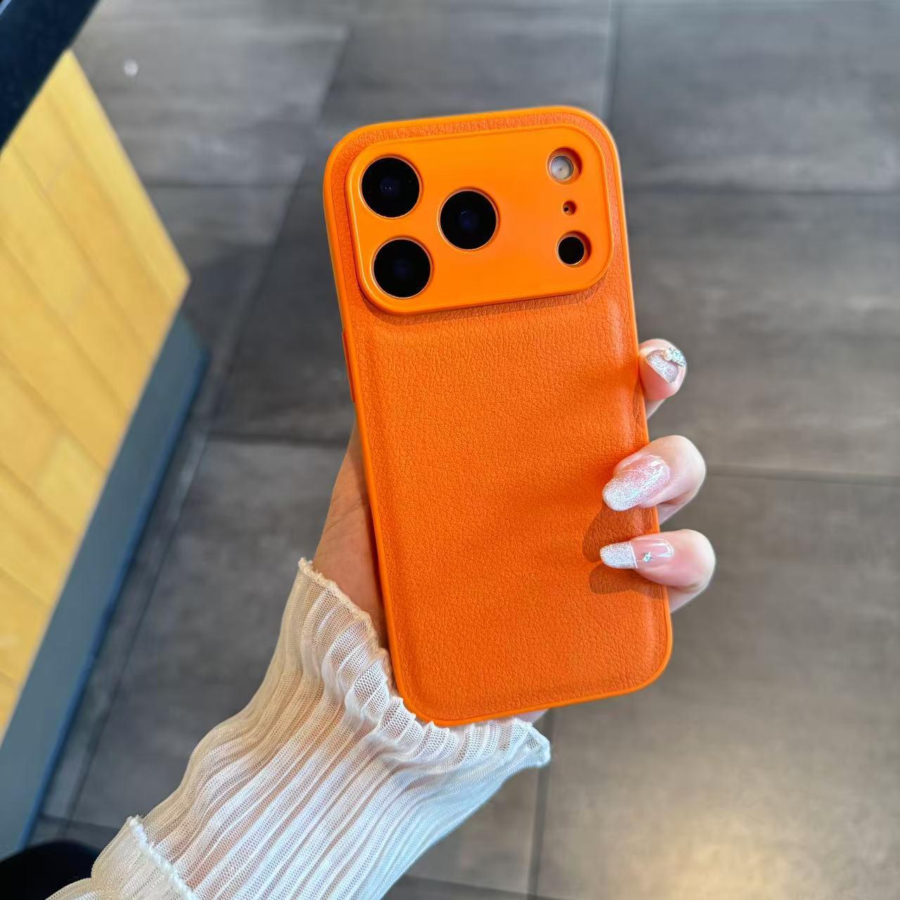 

Преміальний помаранчевий шкіряний чохол для iPhone 17 Pro Max від Camellia iPhone X/XS