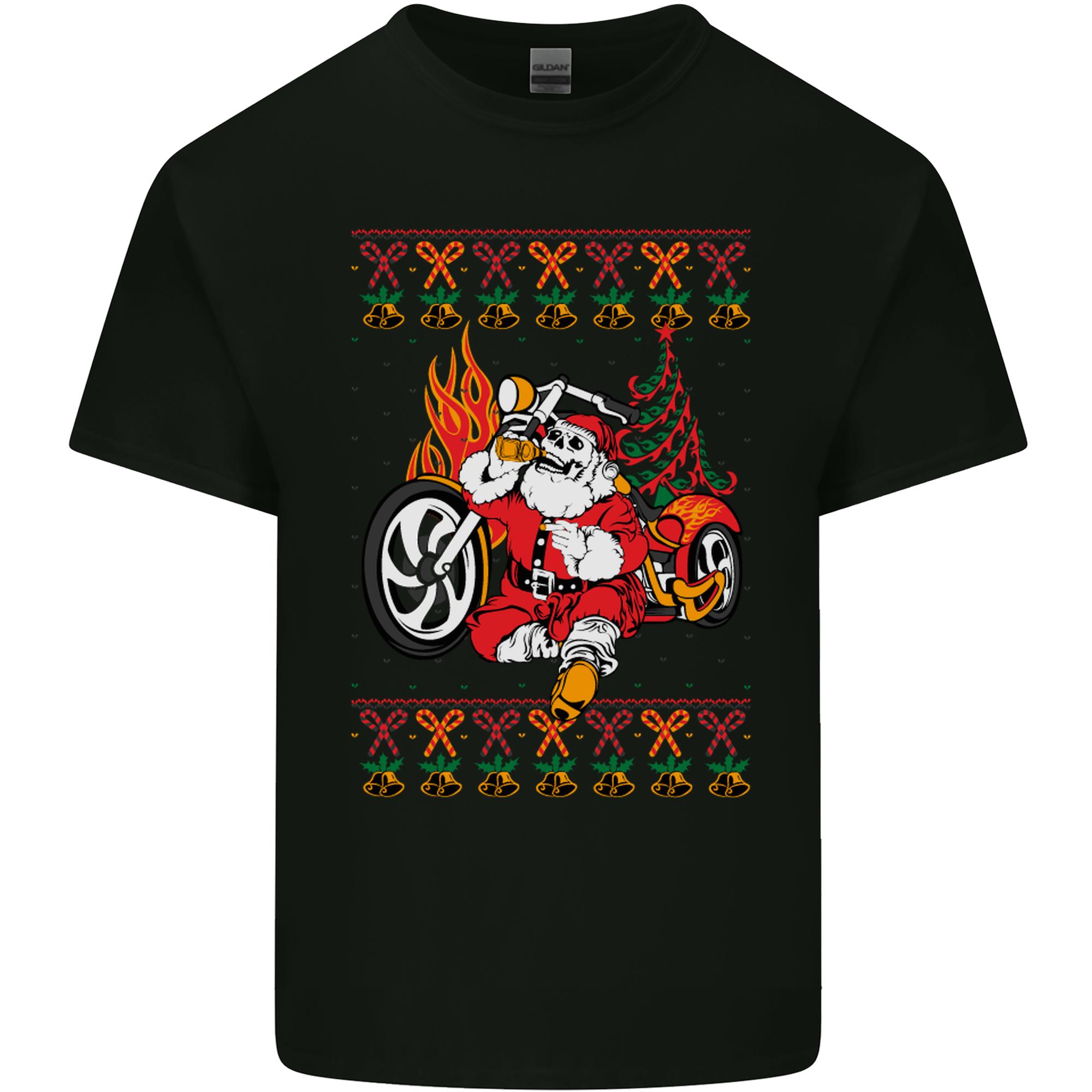 Biker Santa Christmas Motorcycle Motorbike Unisexs Light Cotton TShirt S
