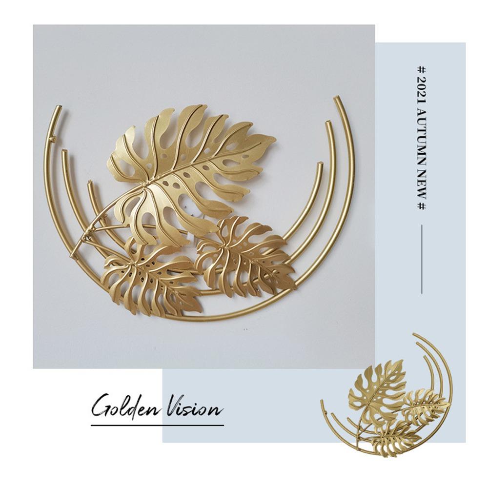 iron Golden Wall Hanging 9.06 in Iron Wall Art Metal Leaf Wall Decor  Cafe Wall Layout