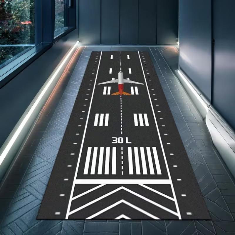 

Aviation Runway Long Runner Rug Non Slip Hallway Entryway Carpet Soft Wear Resistant Kids Playroom Decor Mat 40X120CM