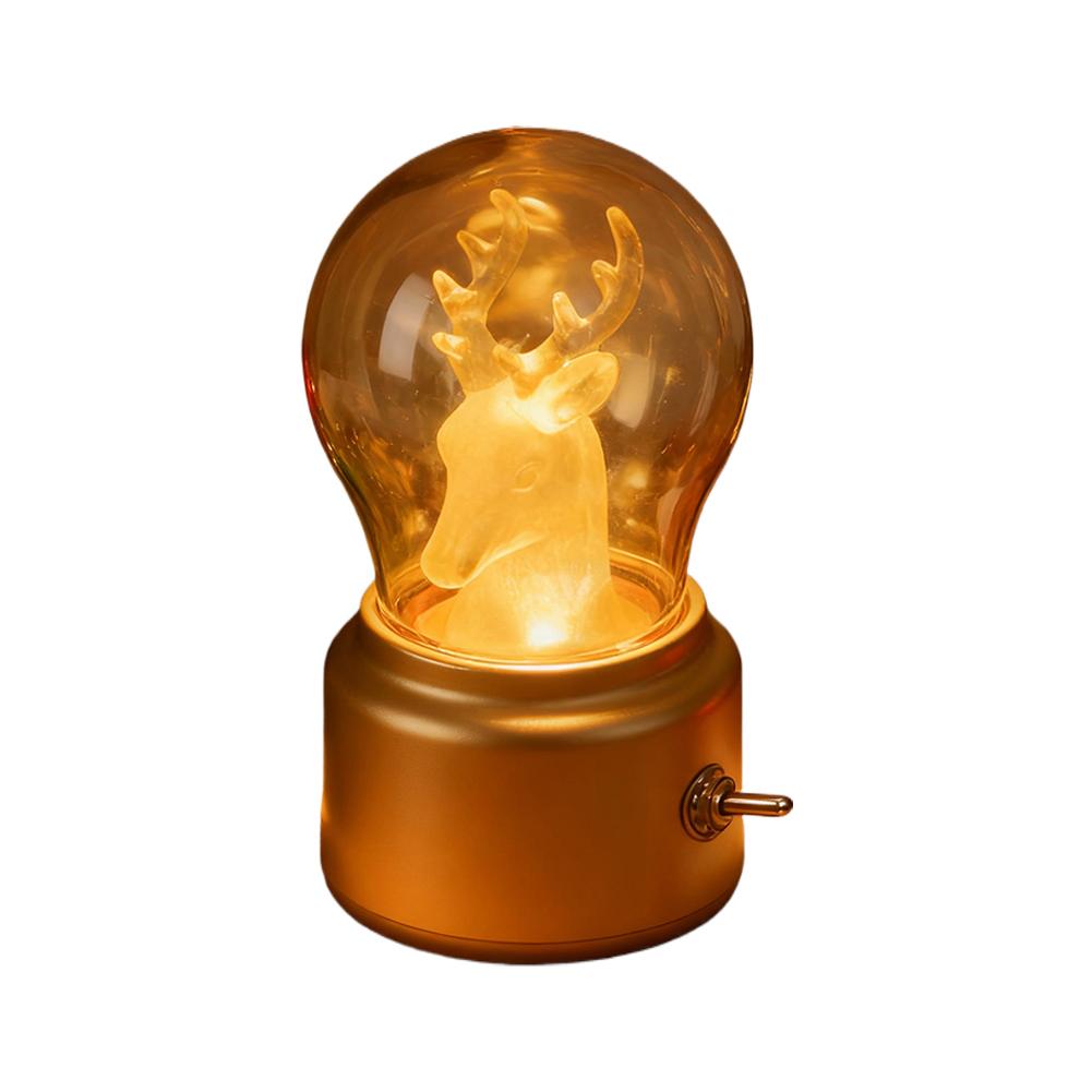 

Christmas Elk Atmosphere Lights USB Rechargeable Vintage LED Bulb Night Light Desktop Decor Bedside Sleeping Night Lights