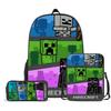 Popular Minecraft 3-Piece Set: Backpack, Messenger Bag, and Cartoon Pencil Case - Lightweight, Splash-Proof, Large Capacity