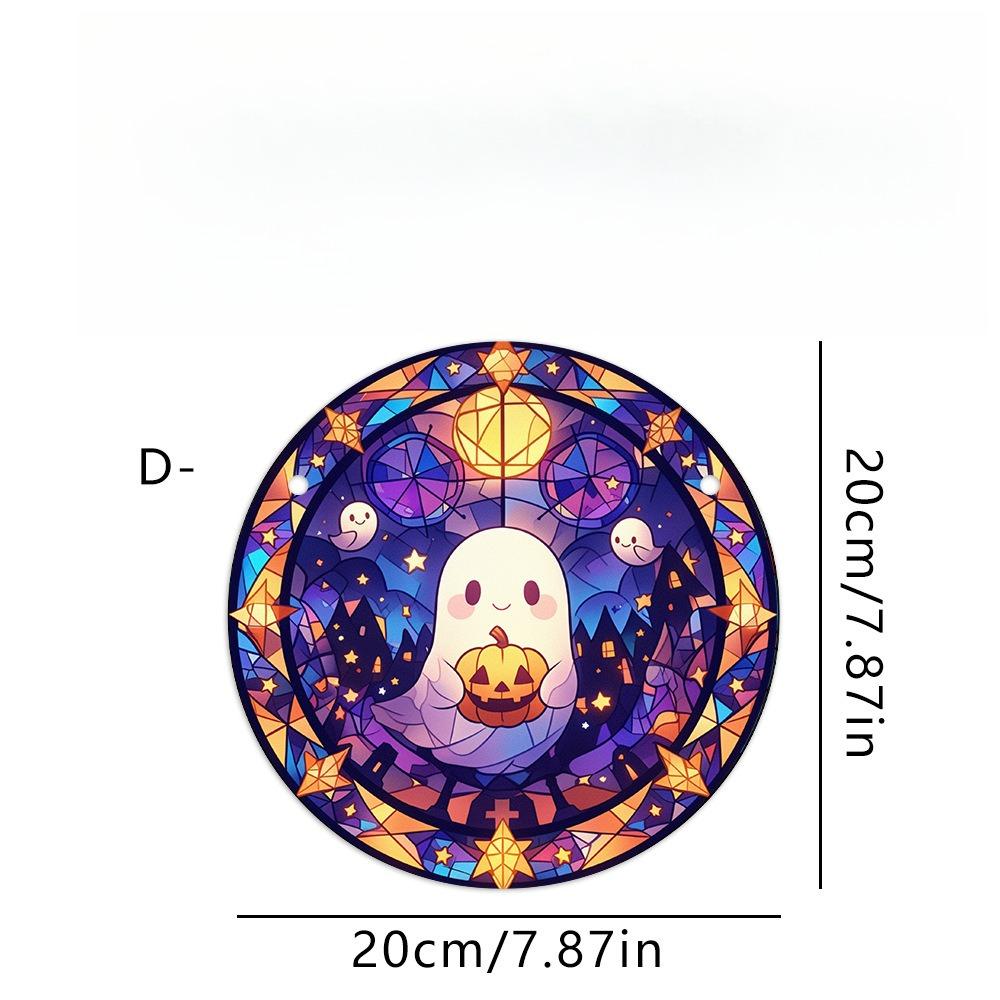 Halloween Ghost Sun Catcher - Circular Acrylic Sign, Acrylic Desktop Ornament, Wall Decor Art, Four Seasons Decoration, Novelty Home Decor