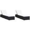 Day and Night - Day and Night Loungers with Cushions 2 Pcs Black Synthetic Rattan