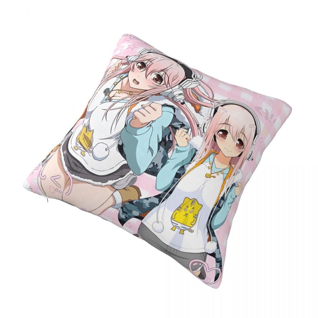 Pillow Cover Japanese Anime Super Sonico Manga Custom Diy Cushion Cover Pillow Case For Chair Sofa Home Decoration Pillowcases