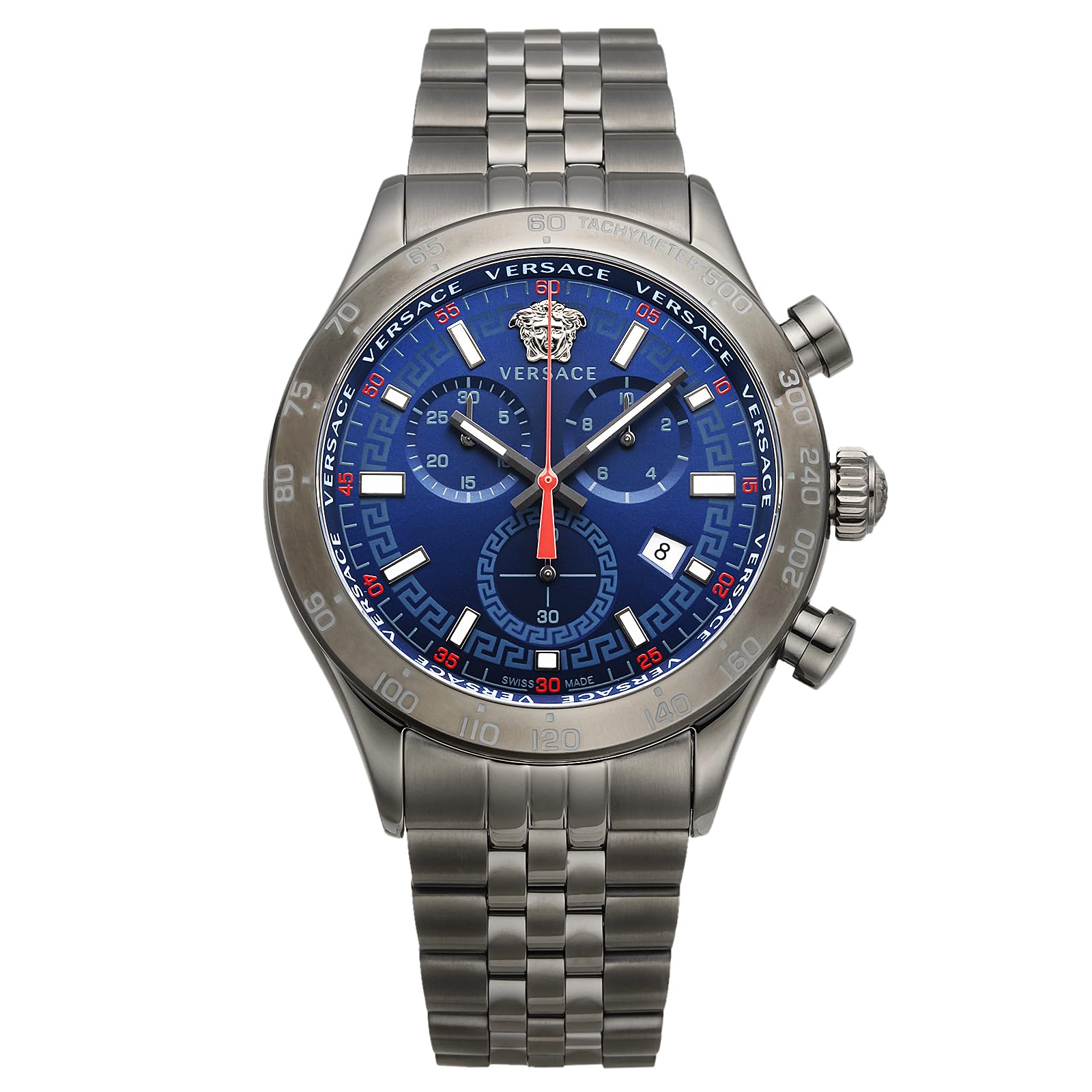 

Watch HELLENYIUM CHRONO Blue Dial Stainless Steel Sapphire Glass Quartz 44MM Swiss Watch VE2U00722 Gray [Versace] Men s [Item] синій