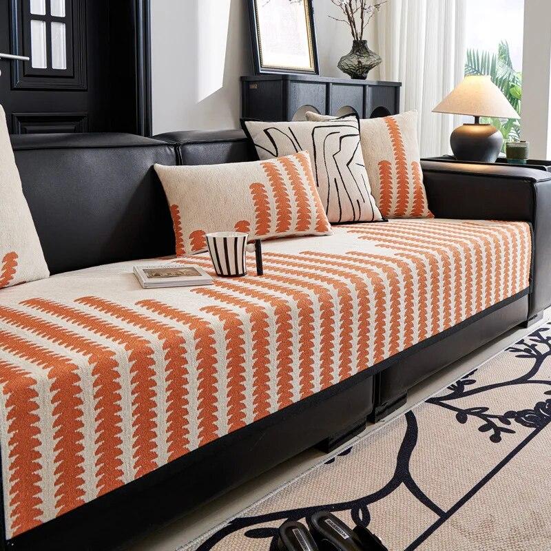 

Жаккардовая подушка для дивана из синели для пожилых людей, универсальная подушка для дивана для гостиной, нескользящая кожаная подушка для спинки дивана, полотенце 70x70cm 1pcs