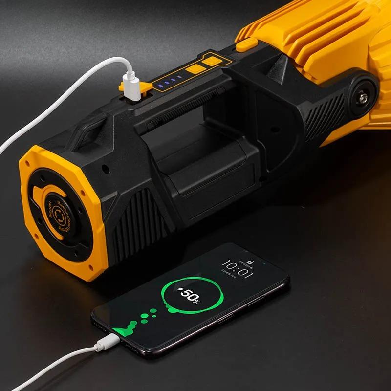 High Power LED Searchlight Multifunctional Torch Head 90° Rotatable With Colorful Strip Light Outdoor Camping Light