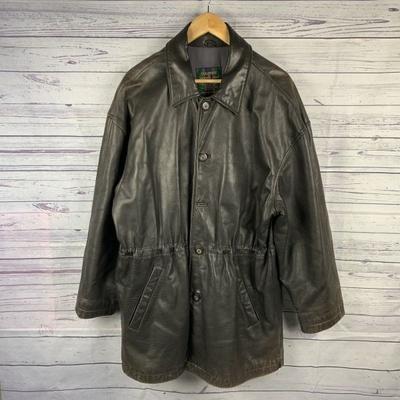 COLOURS by ALEXANDER JULIAN Lambskin Leather Coat Outer Jacket Men's LL Brown Thinsulate Lined(USED)