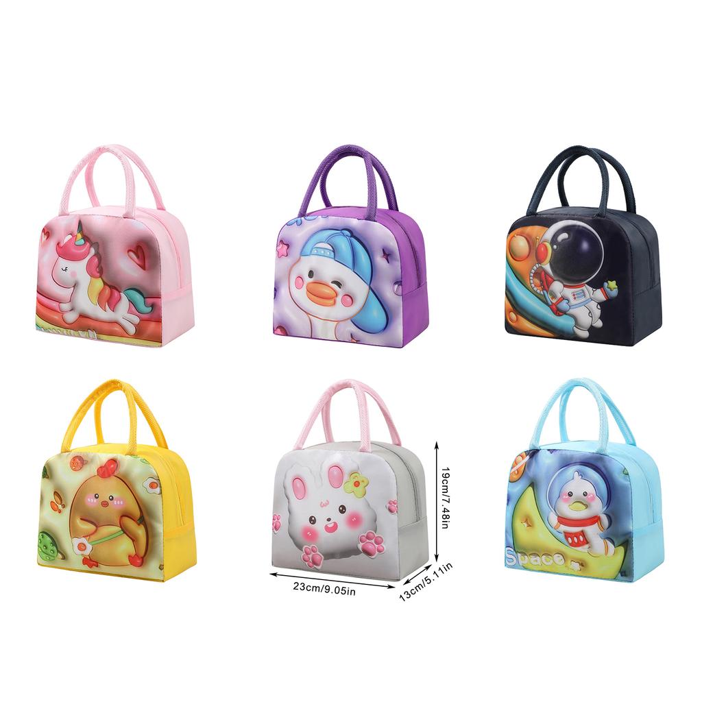 Cute Insulated Lunch Bag Snack Box Practical Cloth Lunch Tote Convenient School Lunches Crarrying Pouches for Kids